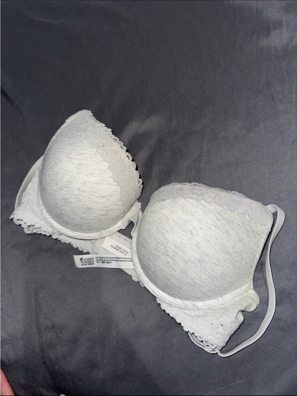 Victorias Secret PINK Wear Everywhere Sparkly Glitter Gray Push Up Bra 34C